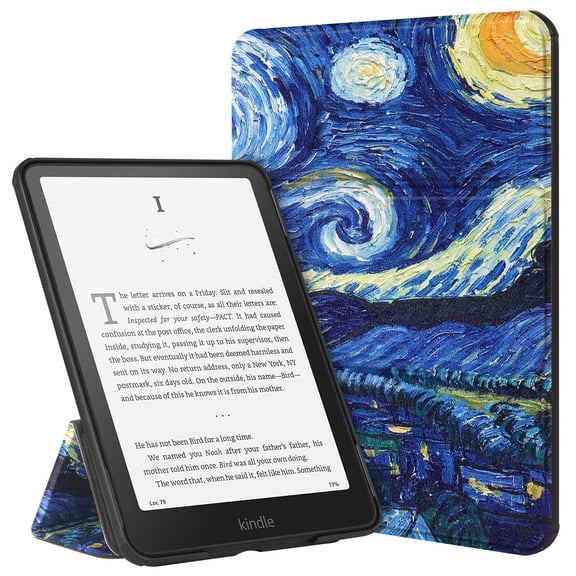 Allytechgroup Flip Cover for All-New Amazon Kindle Paperwhite 7 Inch 12th Generation 2024/Kindle Colorsoft, Stand Auto Sleep Wake Protective Slim Shell Cover for Kindle Paperwhite 7", Stary Night