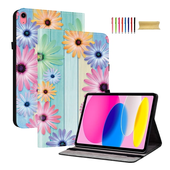 Allytechgroup Flip Cover Case for Apple iPad 6th 5th Generation 2018/2017, Stylish Pattern Cards Slots Stand Protective Shockproof Case with Elastic Band for iPad 9.7" 2018 2017, Sunflower