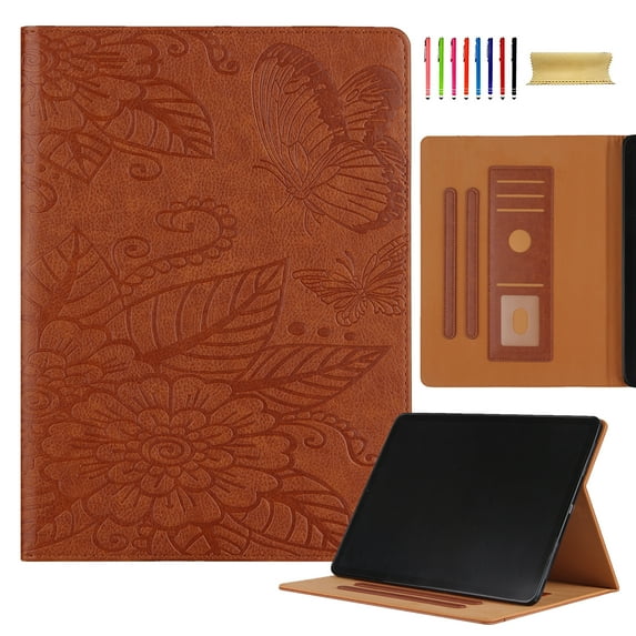 Allytechgroup Flip Cover Case for Apple iPad (A16) 11th Gen 11" 2025/ iPad 10th Gen 10.9" 2022, Butterfly Rose Embossed PU Leather Smart Cover Auto Sleep Wake Stand Cards Holder Slim Fit Shell Case