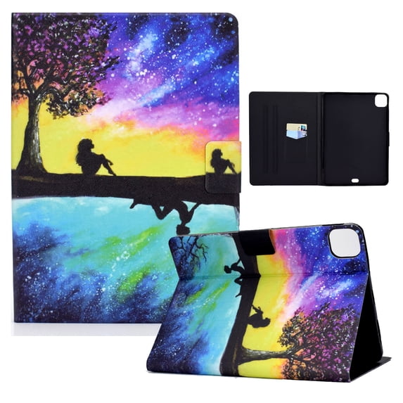 Allytechgroup Flip Cover Case for Apple iPad Pro 11 M4 2024, Kickstand Stylish Pattern Shockproof Auto Sleep Wake Protective Case for Girls Women, Dusk
