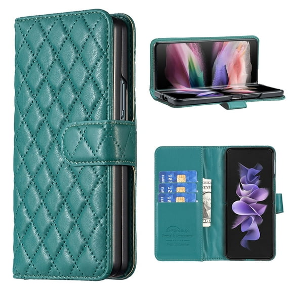 Allytechgroup Flip Cover Case for Samsung Galaxy Z Fold 7, Stylish Slim Fit Shell Wallet Case with Cards Slots Magnetic Closure Anti-Scratch Stand Phone Case for Galaxy Z Fold 7,Green