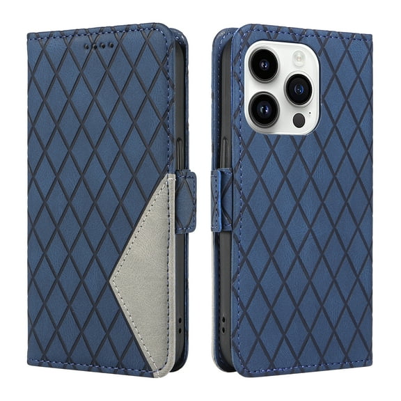 Allytechgroup Flip Cover Case for iPhone 16 Pro Max, Premium PU Leather Stand Cards Holder Hand Wrist RFID Blocking Bumper Shockproof Phone Case for iPhone 16 Pro Max, Blue