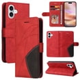 thumbnail image 1 of Allytechgroup Flip Cover Case for iPhone 16, RFID Blocking PU Leather TPU Inner Folio Stand Hand Wrist Cards Holder Wallet Case for Apple iPhone 16, Red, 1 of 7