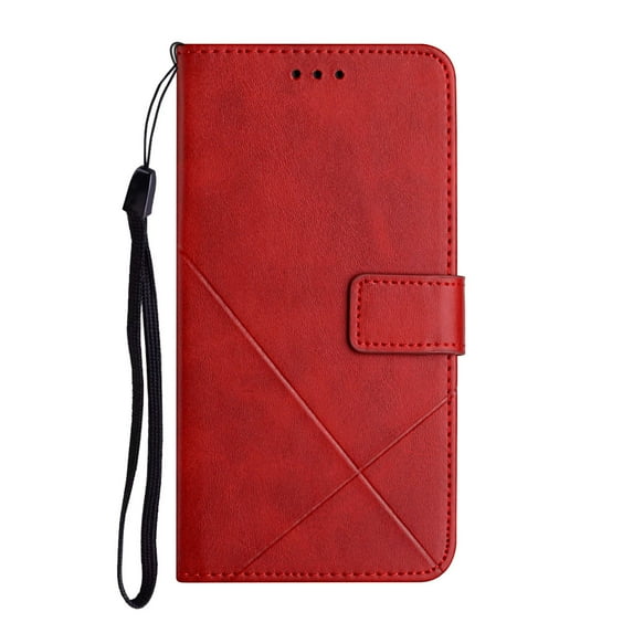 Allytechgroup Flip Folio Wallet Case for iPhone 14 with Card Slots, Luxury PU Leather Magnetic Clasp Kickstand with Wrist Strap All-Round Protection Shockproof Cover Case - Red
