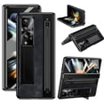 thumbnail image 1 of Allytechgroup Flip Leather Phone Case for Galaxy Z Fold 4, Kickstand Slim Fit Camera Lens Protector Shockproof Retro PU Leather Bumper Anti-Scratch Case for Samsung Galaxy Z Fold 4, Black, 1 of 7