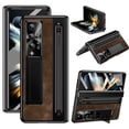 thumbnail image 1 of Allytechgroup Flip Leather Phone Case for Galaxy Z Fold 4, Kickstand Slim Fit Camera Lens Protector Shockproof Retro PU Leather Bumper Anti-Scratch Case for Samsung Galaxy Z Fold 4, Coffee, 1 of 7