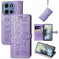 thumbnail image 1 of Allytechgroup Flip Wallet Case [Cat & Dog Cute Embossed Pattern] for Moto G 5G (2025) with Card Slots Cash Holder, Magnetic Clasp Shockproof Kickstand Cover with Hand Strap, Purple, 1 of 5