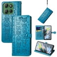 thumbnail image 1 of Allytechgroup Flip Wallet Case [Cat & Dog Cute Embossed Pattern] for Moto G Power (2025) with Card Slots Cash Holder, Magnetic Clasp Shockproof Kickstand Cover with Hand Strap, Blue, 1 of 4