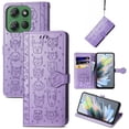 thumbnail image 1 of Allytechgroup Flip Wallet Case [Cat & Dog Cute Embossed Pattern] for Moto G Power (2025) with Card Slots Cash Holder, Magnetic Clasp Shockproof Kickstand Cover with Hand Strap, Purple, 1 of 4