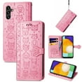 thumbnail image 1 of Allytechgroup Flip Wallet Case [Cat & Dog Cute Embossed Pattern] for Samsung Galaxy A54 5G with Card Slots Cash Holder, Magnetic Clasp Shockproof Kickstand Cover with Hand Strap, Pink, 1 of 8