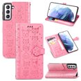 thumbnail image 1 of Allytechgroup Flip Wallet Case [Cat & Dog Cute Embossed Pattern] for Samsung Galaxy S23 Plus with Card Slots Cash Holder, Magnetic Clasp Shockproof Kickstand Cover with Hand Strap, Pink, 1 of 9