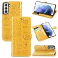 thumbnail image 1 of Allytechgroup Flip Wallet Case [Cat & Dog Cute Embossed Pattern] for Samsung Galaxy S23 Plus with Card Slots Cash Holder, Magnetic Clasp Shockproof Kickstand Cover with Hand Strap, Yellow, 1 of 9