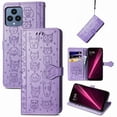 thumbnail image 1 of Allytechgroup Flip Wallet Case [Cat & Dog Cute Embossed Pattern] for T-Mobile REVVL 6 5G with Card Slots Cash Holder, Stylish Magnetic Clasp Shockproof Kickstand Cover with Hand Strap, Purple, 1 of 6