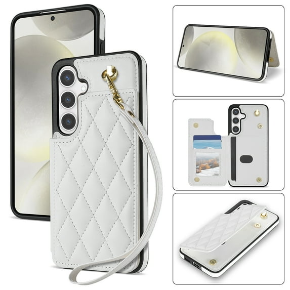 Allytechgroup Flip Wallet Case for Samsung Galaxy A16 5G with Cards Holder, PU Leather Phone Case with Lanyard Kickstand Shockproof Back Cover for Samsung Galaxy A16 5G, White
