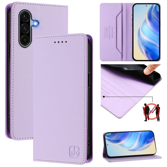 Allytechgroup Flip Wallet Case for Samsung Galaxy A36 5G, Compatible with MagSafe RFID Blocking PU Leather Shell with Credit Card Slot Shockproof Protective Back Cover for Galaxy A36 5G, Purple