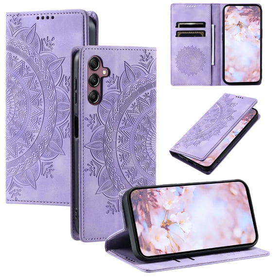 Allytechgroup Flip Wallet Case for Samsung Galaxy Note 10, Built-in Credit Card Slot RFID Blocking PU Leather Rugged Stand Case Shockproof Protective Back Cover for Samsung Galaxy Note 10, Purple