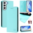 thumbnail image 1 of Allytechgroup Flip Wallet Case for Samsung Galaxy S22, Compatible with MagSafe RFID Blocking PU Leather Shell with Credit Card Slot Shockproof Protective Back Cover for Samsung Galaxy S22, Mint, 1 of 8