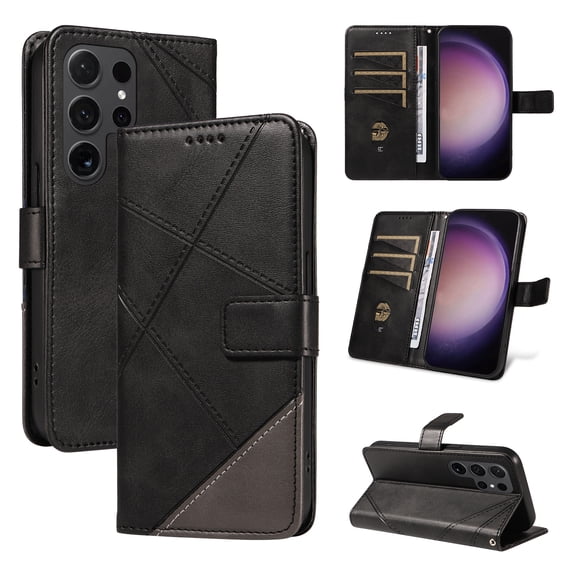 Allytechgroup Flip Wallet Case for Samsung Galaxy S22 Ultra, Built-in Credit Card Slot RFID Blocking PU Leather Stand Case Shockproof Full Body Protective Cover for Women Men, Black