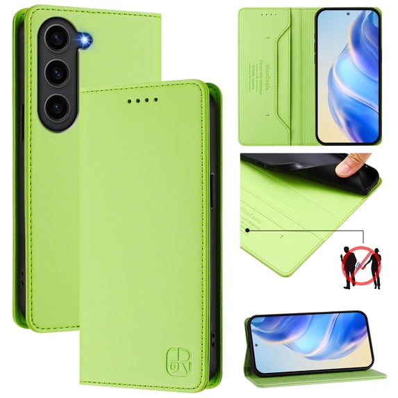 Allytechgroup Flip Wallet Case for Samsung Galaxy S23 FE, Compatible with MagSafe RFID Blocking PU Leather Shell with Credit Card Slot Shockproof Protective Back Cover for Galaxy S23 FE, Green