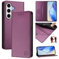 thumbnail image 1 of Allytechgroup Flip Wallet Case for Samsung Galaxy S24, Compatible with MagSafe RFID Blocking PU Leather Shell with Credit Card Slot Shockproof Protective Back Cover for Samsung Galaxy S24, Darkpurple, 1 of 8