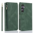 thumbnail image 1 of Allytechgroup Flip Wallet Case for Samsung Galaxy S24+ with Credit Card Slot, RFID Blocking PU Leather Stand Shell Wrist Strap Shockproof Full Body Protective for Samsung Galaxy S24+, Darkgreen, 1 of 7
