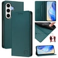 thumbnail image 1 of Allytechgroup Flip Wallet Case for Samsung Galaxy S24 FE, Compatible with MagSafe RFID Blocking PU Leather Shell with Credit Card Slot Shockproof Protective Back Cover for Galaxy S24 FE, Darkgreen, 1 of 8