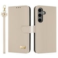 thumbnail image 1 of Allytechgroup Flip Wallet Case for Samsung Galaxy S24 FE, RFID Blocking PU Leather Phone Case with Credit Card Slot Shoulder Strap Wrist Strap Shockproof Back Cover for Samsung Galaxy S24 FE, Apricot, 1 of 9