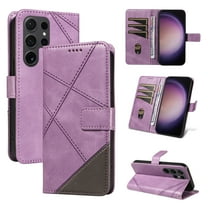 Allytechgroup Flip Wallet Case for Samsung Galaxy S25 Ultra, Built-in Credit Card Slot RFID Blocking PU Leather Stand Case Shockproof Full Body Protective Cover for Women Men, Purple