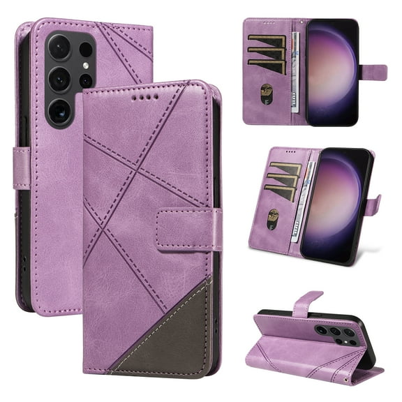 Allytechgroup Flip Wallet Case for Samsung Galaxy S25 Ultra, Built-in Credit Card Slot RFID Blocking PU Leather Stand Case Shockproof Full Body Protective Cover for Women Men, Purple