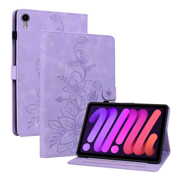 Allytechgroup Flip Wallet Case for iPad mini 7 (A17 Pro) 2024/ Mini 6 8.3", Built-in Credit Card Slot PU Leather Kickstand Shockproof Protective for iPad Mini 7th/6th Generation 8.3", Purple