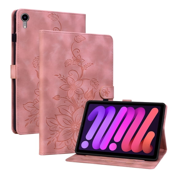 Allytechgroup Flip Wallet Case for iPad mini 7 (A17 Pro) 2024/ Mini 6 8.3", Built-in Credit Card Slot PU Leather Kickstand Shockproof Protective for iPad Mini 7th/6th Generation 8.3", Pink
