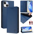 thumbnail image 1 of Allytechgroup Flip Wallet Case for iPhone 14, Compatible with MagSafe RFID Blocking PU Leather Shell with Credit Card Slot Shockproof Protective Back Cover for iPhone 14, Darkblue, 1 of 8
