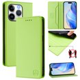 thumbnail image 1 of Allytechgroup Flip Wallet Case for iPhone 15 Pro, Compatible with MagSafe RFID Blocking PU Leather Shell with Credit Card Slot Shockproof Protective Back Cover for iPhone 15 Pro, Green, 1 of 8