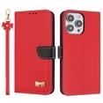thumbnail image 1 of Allytechgroup Flip Wallet Case for iPhone 15 Pro, RFID Blocking PU Leather Phone Case with Credit Card Slot Shoulder Strap Wrist Strap Shockproof Back Cover for iPhone 15 Pro, Red, 1 of 10