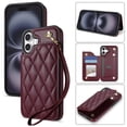 thumbnail image 1 of Allytechgroup Flip Wallet Case for iPhone 16 with Cards Holder, PU Leather Phone Case with Lanyard Kickstand Shockproof Back Cover for iPhone 16, Winered, 1 of 8