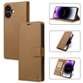 thumbnail image 1 of Allytechgroup Flip Wallet Case for iPhone 16, with Credit Card Slots, Magnetic Clasp, Slim Thin RFID Blocking Premium PU Leather Shockproof Kickstand Cover Case for Women Men, Brown, 1 of 7