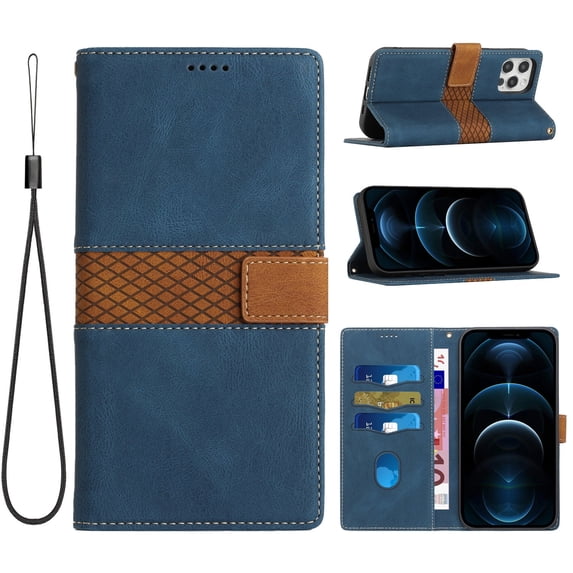Allytechgroup Flip Wallet Case for iPhone 16 Plus with Credit Card Slot, PU Leather RFID Blocking Phone Case with Lanyard Stand Shockproof Full Body Protection for iPhone 16 Plus, Blue