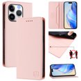thumbnail image 1 of Allytechgroup Flip Wallet Case for iPhone 16 Pro, Compatible with MagSafe RFID Blocking PU Leather Shell with Credit Card Slot Shockproof Protective Back Cover for iPhone 16 Pro, Pink, 1 of 8