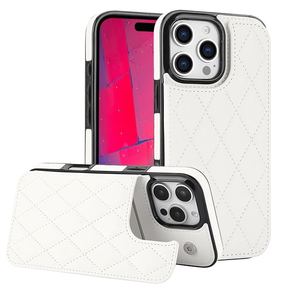 Allytechgroup Flip Wallet Case for iPhone 16 Pro Max with Card Slots, Premium PU Leather [RFID Blocking] [Double Magnetic Button] Kickstand Shell, Shockproof Anti-Fall Protective Case, White