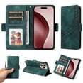 thumbnail image 1 of Allytechgroup Flip Wallet Case for iPhone 16 Pro Max, Premium PU Leather Stylish Pattern Stand Feature Cards Holder Hand Wrist Bumper Phone Case for iPhone 16 Pro Max, Green, 1 of 7