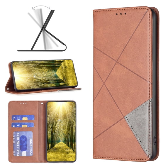 Allytechgroup Flip Wallet Case for iPhone 16, RFID Blocking PU Leather Case with Kickstand & Credit Card Slot Shockproof Back Cover Shell for iPhone 16, Brown