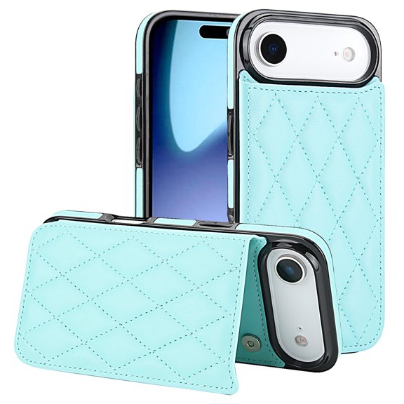 Allytechgroup Flip Wallet Case for iPhone 17 Air with Card Slots, Premium PU Leather [RFID Blocking] [Double Magnetic Button] Kickstand Shell, Shockproof Anti-Fall Protective Case, Mint