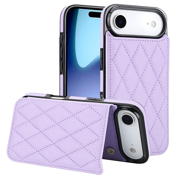 Allytechgroup Flip Wallet Case for iPhone 17 Air with Card Slots, Premium PU Leather [RFID Blocking] [Double Magnetic Button] Kickstand Shell, Shockproof Anti-Fall Protective Case, Purple