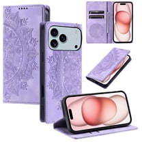 Allytechgroup Flip Wallet Case for iPhone 17 Pro, Built-in Credit Card Slot RFID Blocking PU Leather Rugged Stand Case Shockproof Protective Back Cover for iPhone 17 Pro, Purple