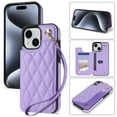 thumbnail image 1 of Allytechgroup Flip Wallet Case for iPhone 8 Plus/7 Plus with Cards Holder, PU Leather Phone Case with Lanyard Kickstand Shockproof Back Cover for iPhone 8 Plus/7 Plus, Purple, 1 of 8