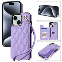 Allytechgroup Flip Wallet Case for iPhone 8 Plus/7 Plus with Cards Holder, PU Leather Phone Case with Lanyard Kickstand Shockproof Back Cover for iPhone 8 Plus/7 Plus, Purple