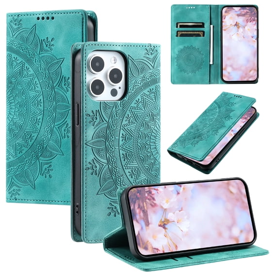 Allytechgroup Flip Wallet Case for iPhone XR, Built-in Credit Card Slot RFID Blocking PU Leather Rugged Stand Phone Case Shockproof Protective Back Cover for iPhone XR, Green