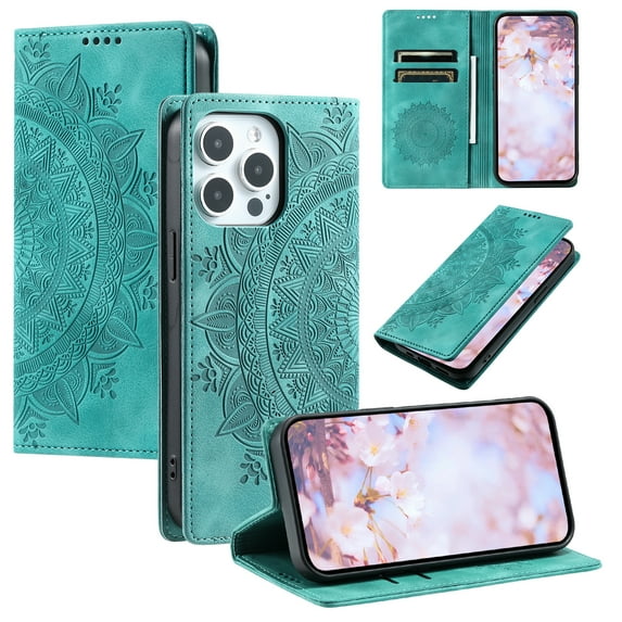 Allytechgroup Flip Wallet Case for iPhone XS Max, Built-in Credit Card Slot RFID Blocking PU Leather Rugged Stand Phone Case Shockproof Protective Back Cover for iPhone XS Max, Green