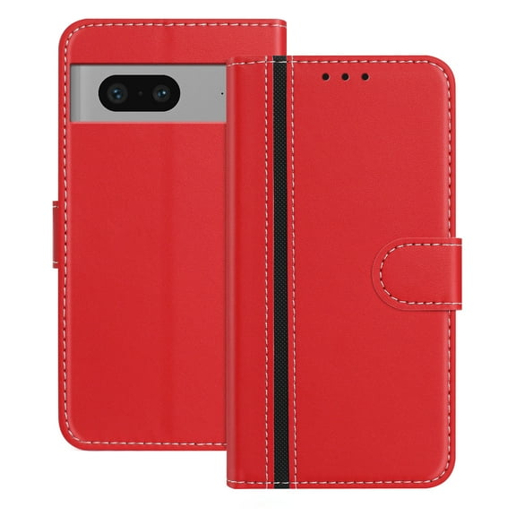 Allytechgroup Flip Wallet Phone Case for Google Pixel 7, RFID Blocking PU Leather Built-in Credit Card Slot Stand Shockproof Full Body Protective for Google Pixel 7, Red
