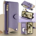 thumbnail image 1 of Allytechgroup Flip Wallet Phone Case for Moto G Power 5G 2024 with Credit Card Slot, Shoulder Strap PU Leather Zipper Wallet Phone Case Shockproof Full Body Cover for Women Girls, Purple, 1 of 8